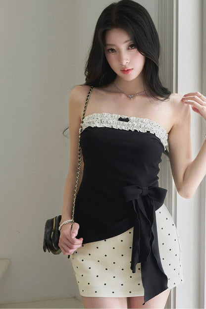 Contrast Lace Tube Top Set-Up