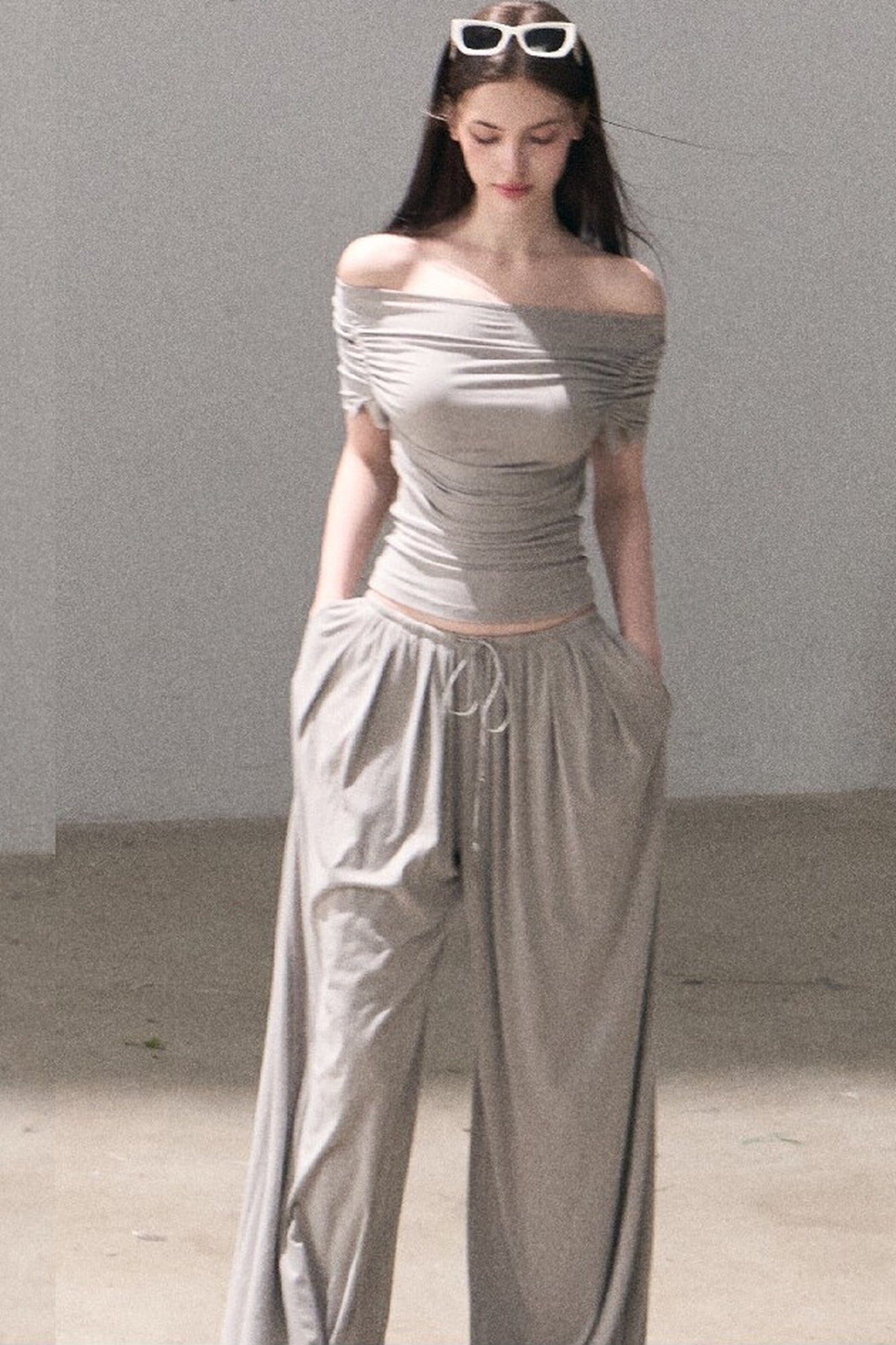 Lyocell Off-Shoulder Two-Piece Set-Up