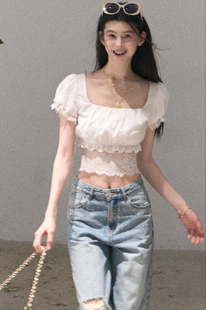 Gardenia Lace Puff Blouse