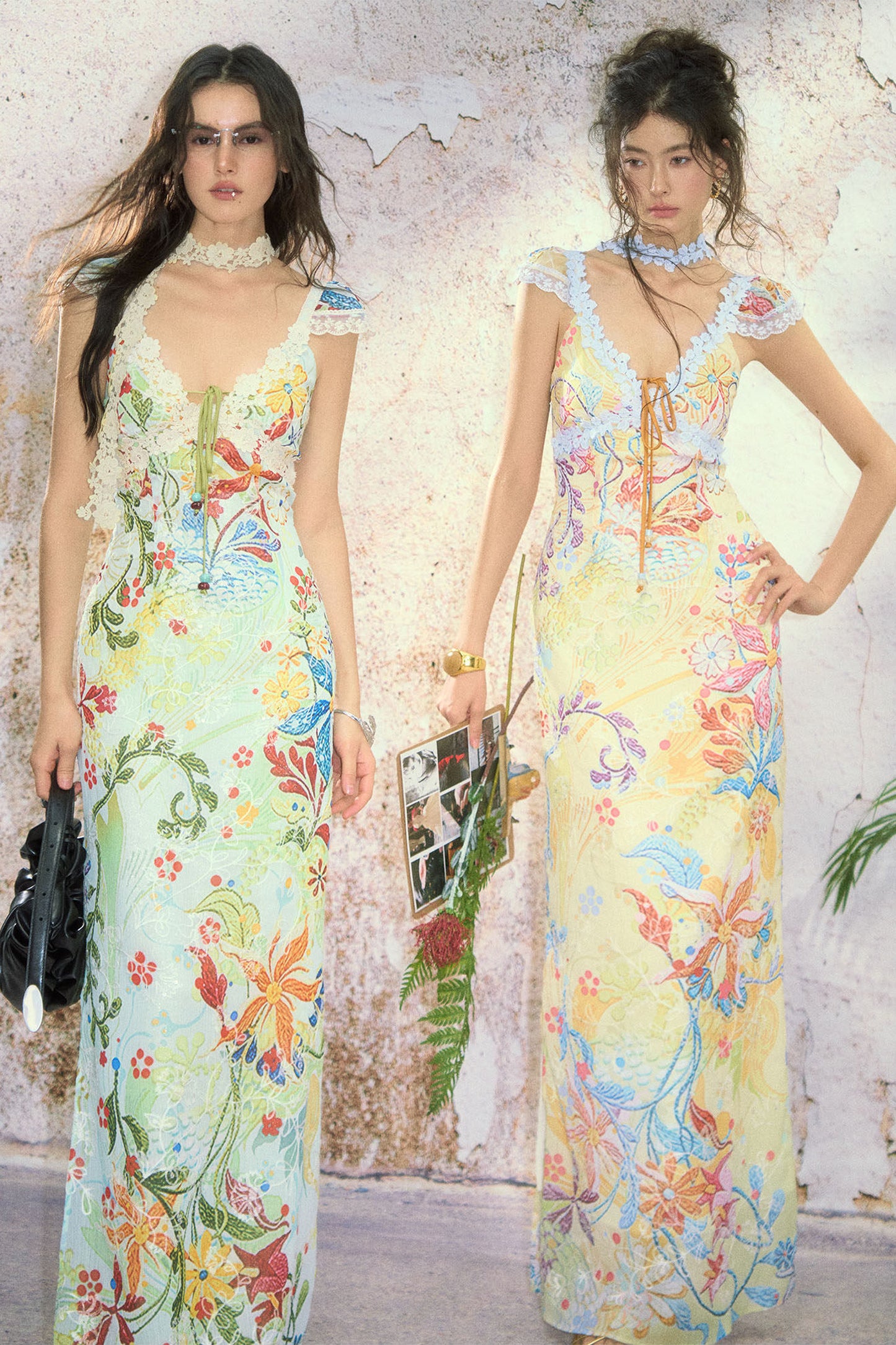 Floral Embroidered Lace Long Dress