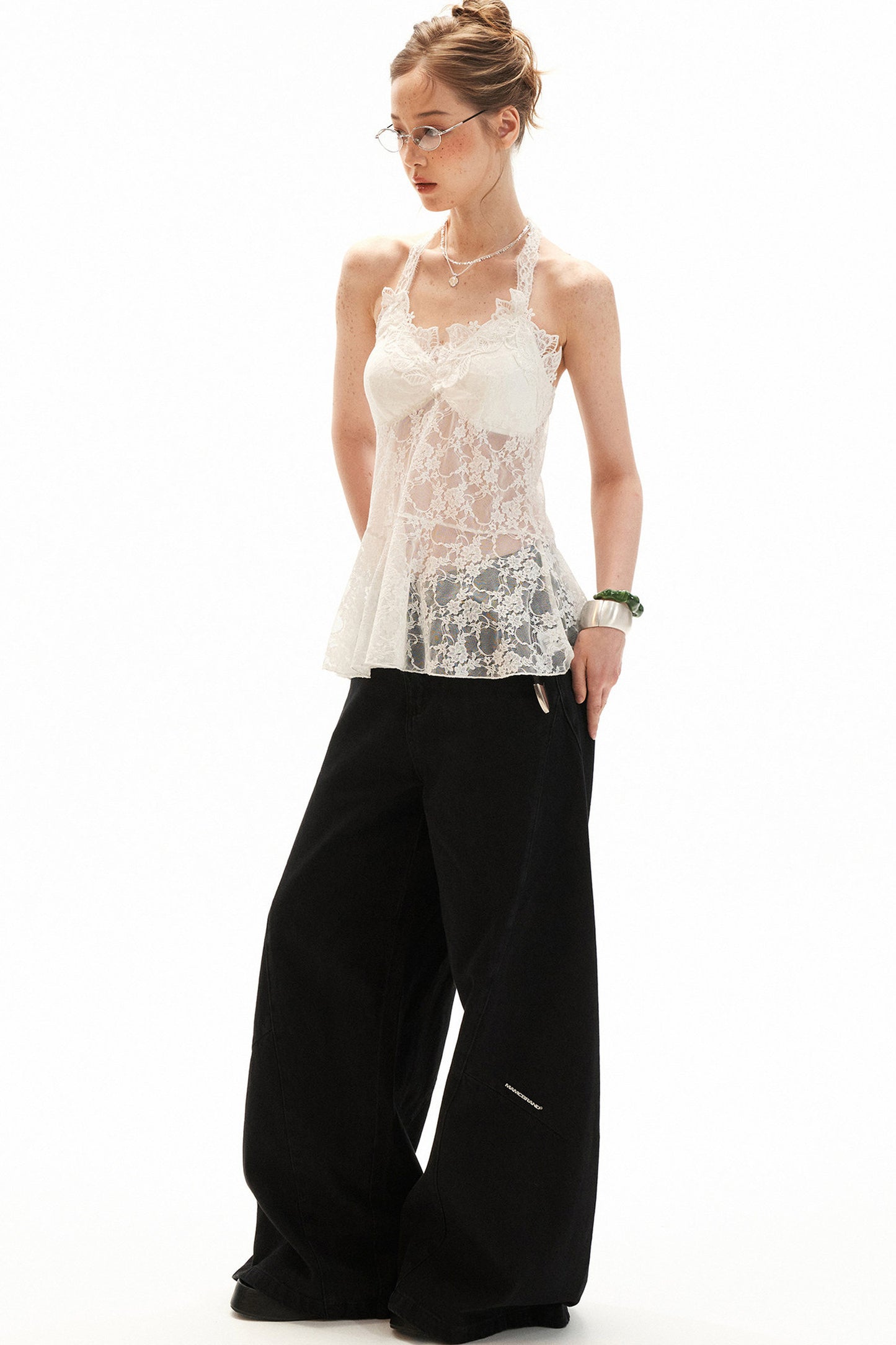 Slim Lace Bow-Tie Top Set-Up