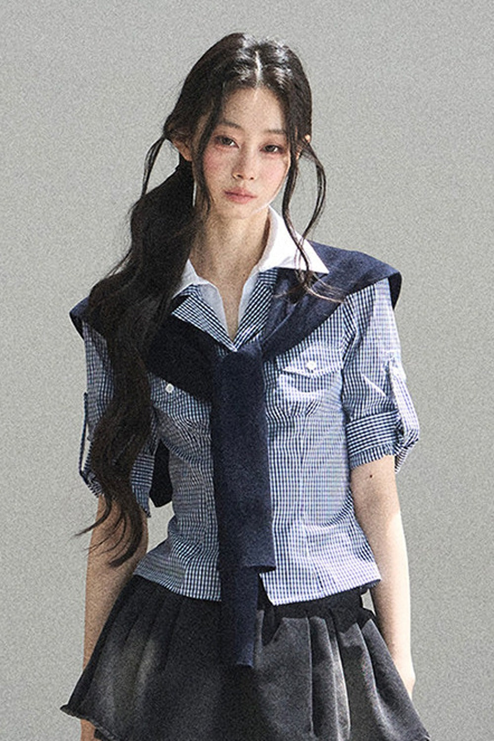 Plaid Blue Sky Shirt Set