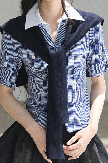 Plaid Blue Sky Shirt Set