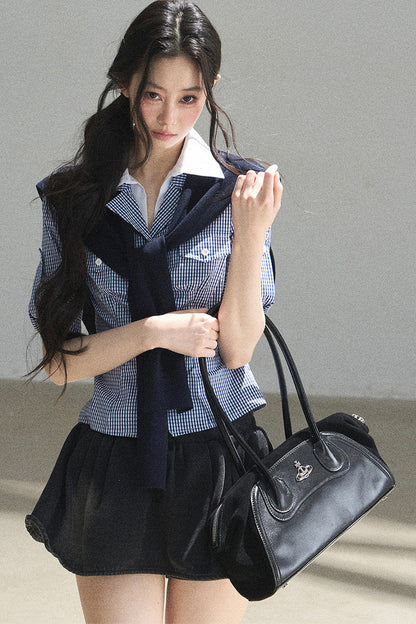 Plaid Blue Sky Shirt Set