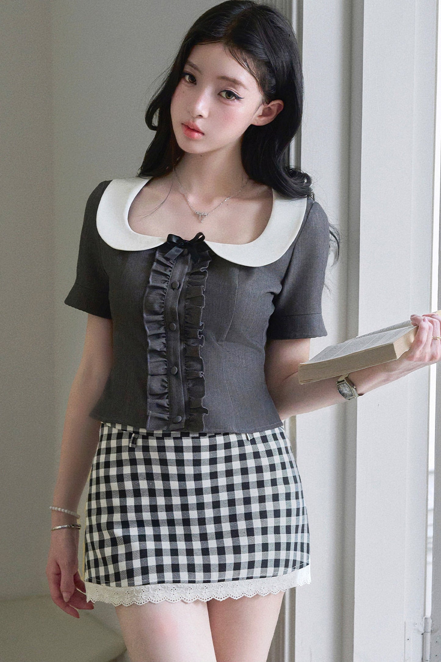 Daffodil Plaid Doll-Collar Set-Up
