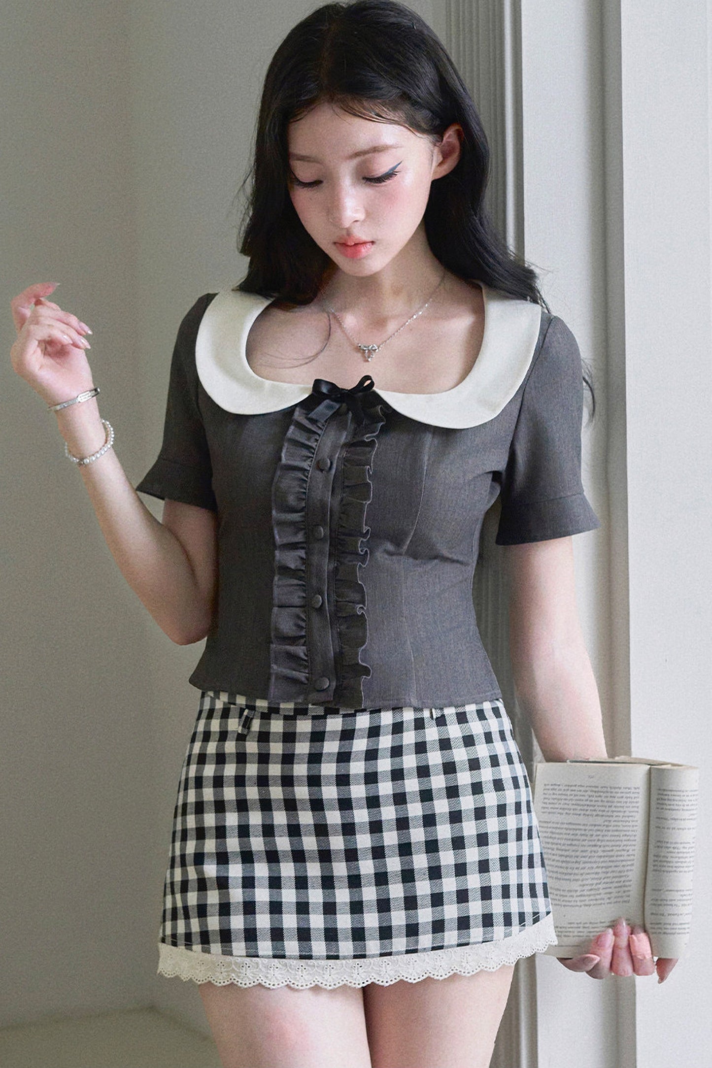 Daffodil Plaid Doll-Collar Set-Up
