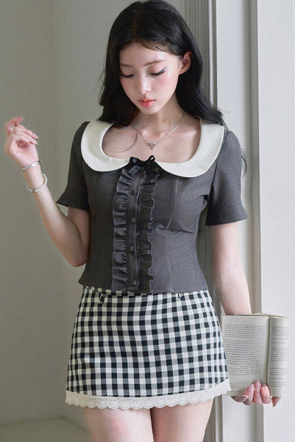 Daffodil Plaid Doll-Collar Set-Up