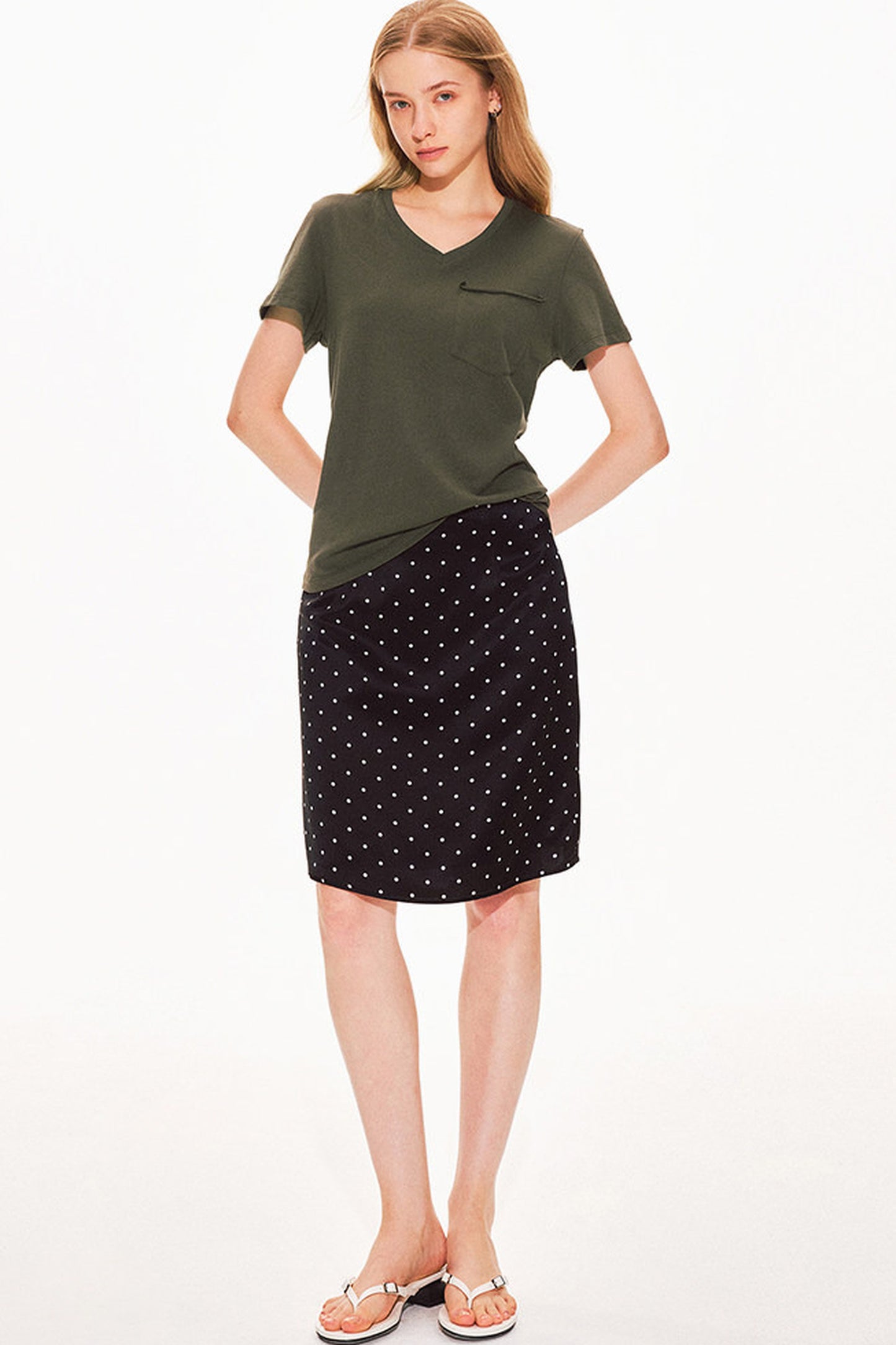 Acetat-Satinrock mit Polka-Dots