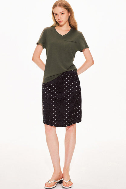 Acetat-Satinrock mit Polka-Dots