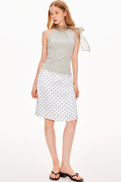 Acetat-Satinrock mit Polka-Dots