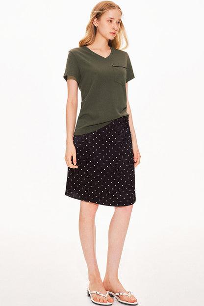 Acetat-Satinrock mit Polka-Dots