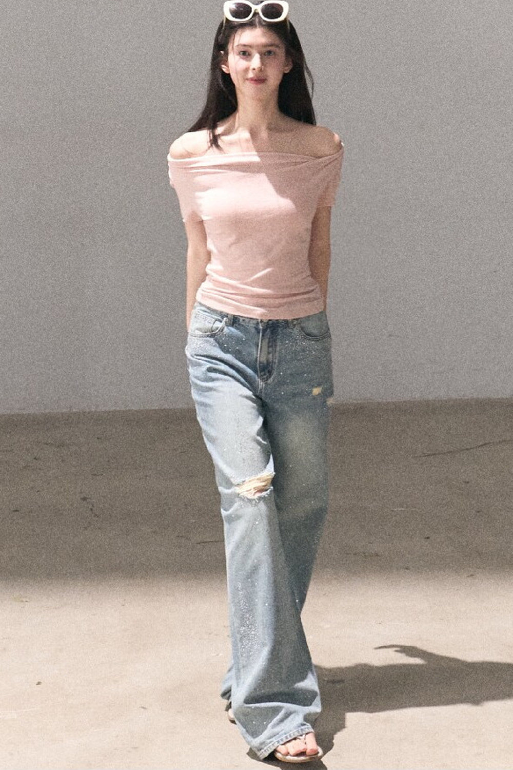 Lyocell Wool Twist-Neck Top