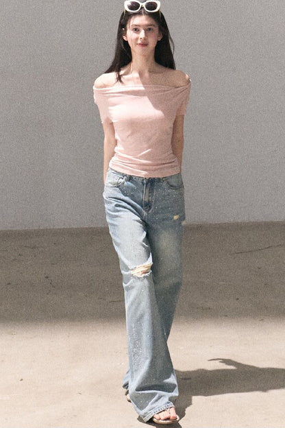 Lyocell Wool Twist-Neck Top