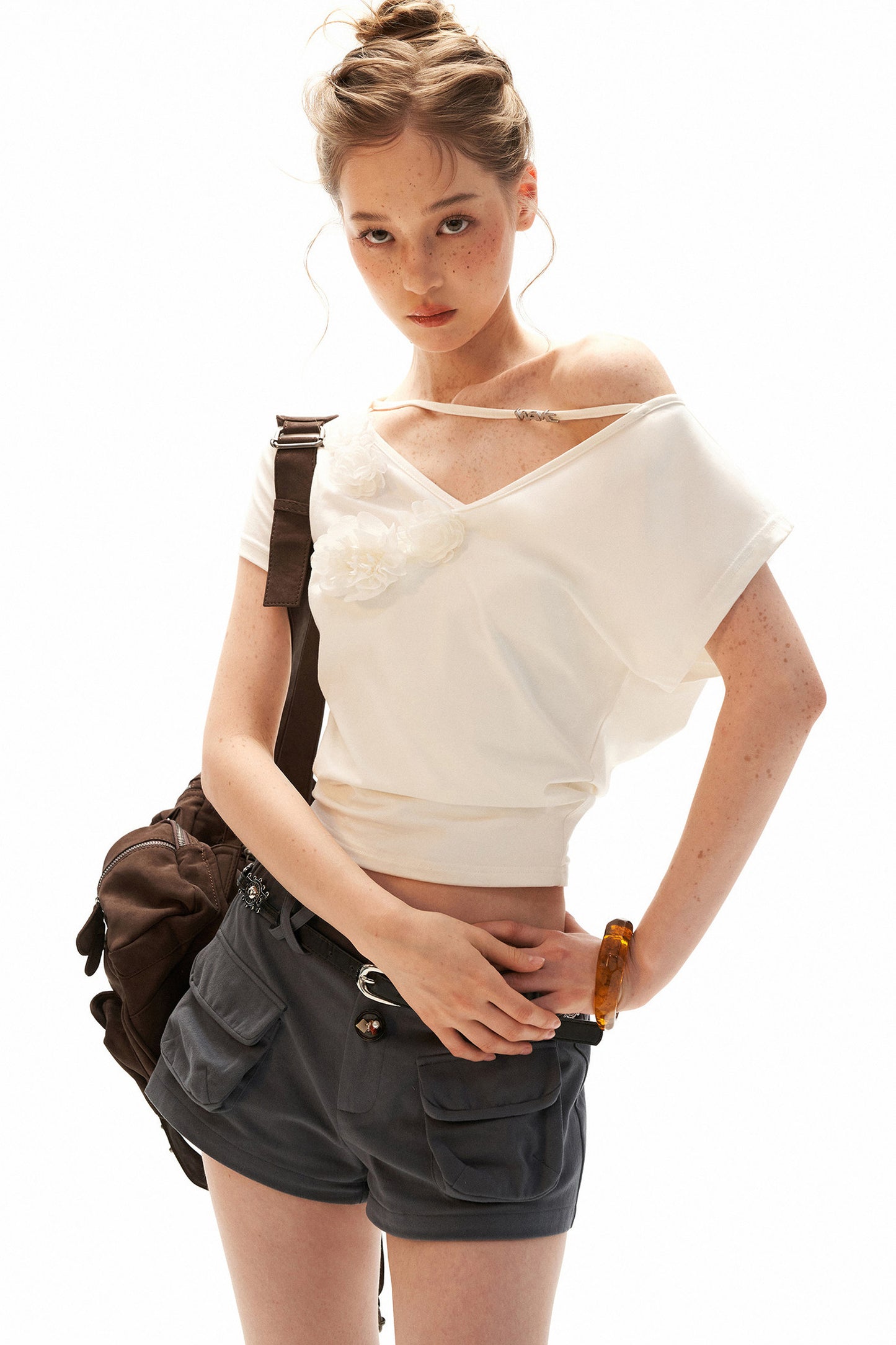 Asymmetrical Floral Off-Shoulder Top
