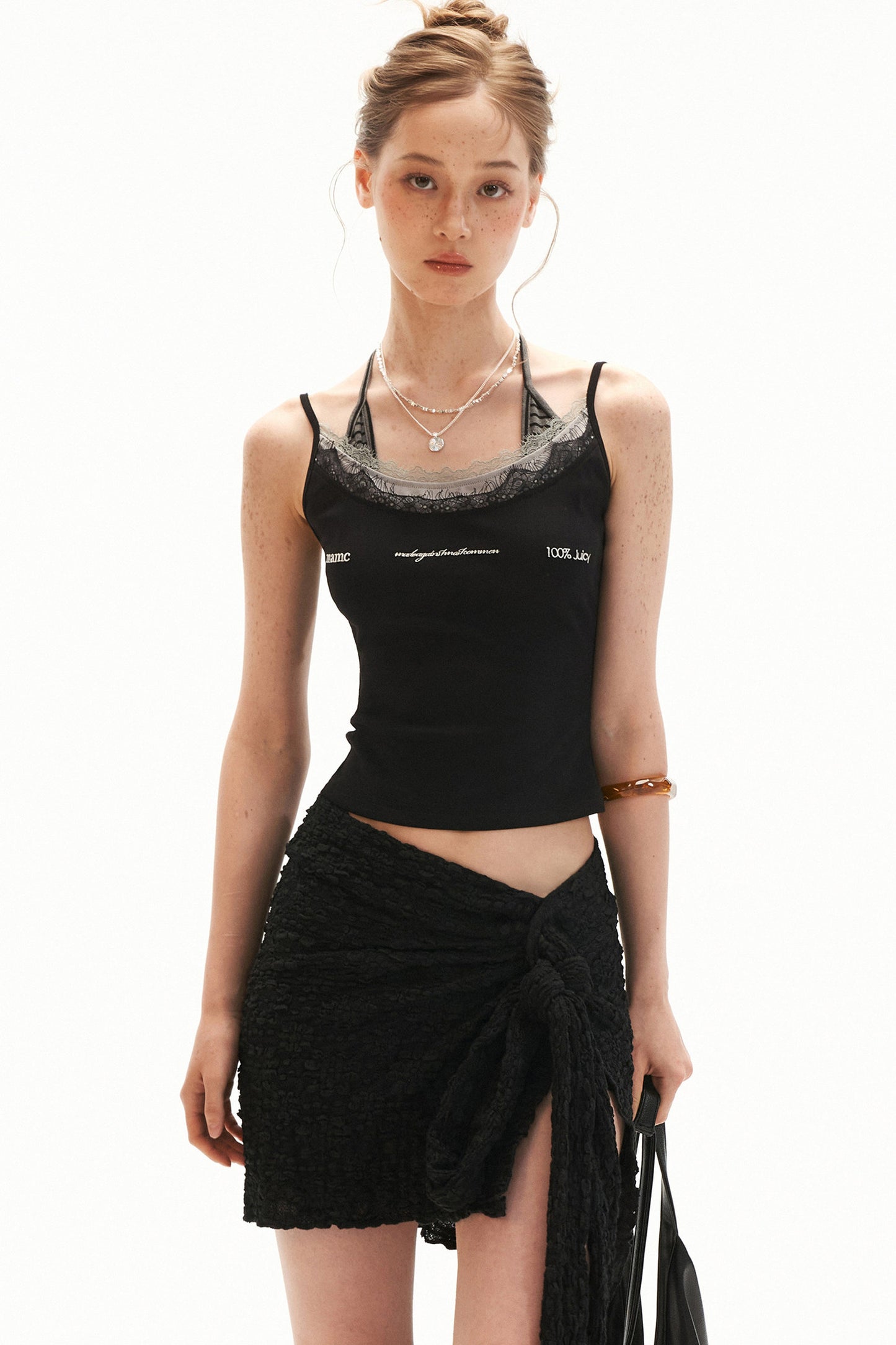 Strap Irregular Slit Skirt