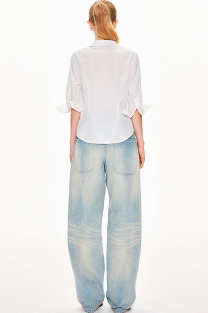 Lyocell Linen V-Neck Blouse