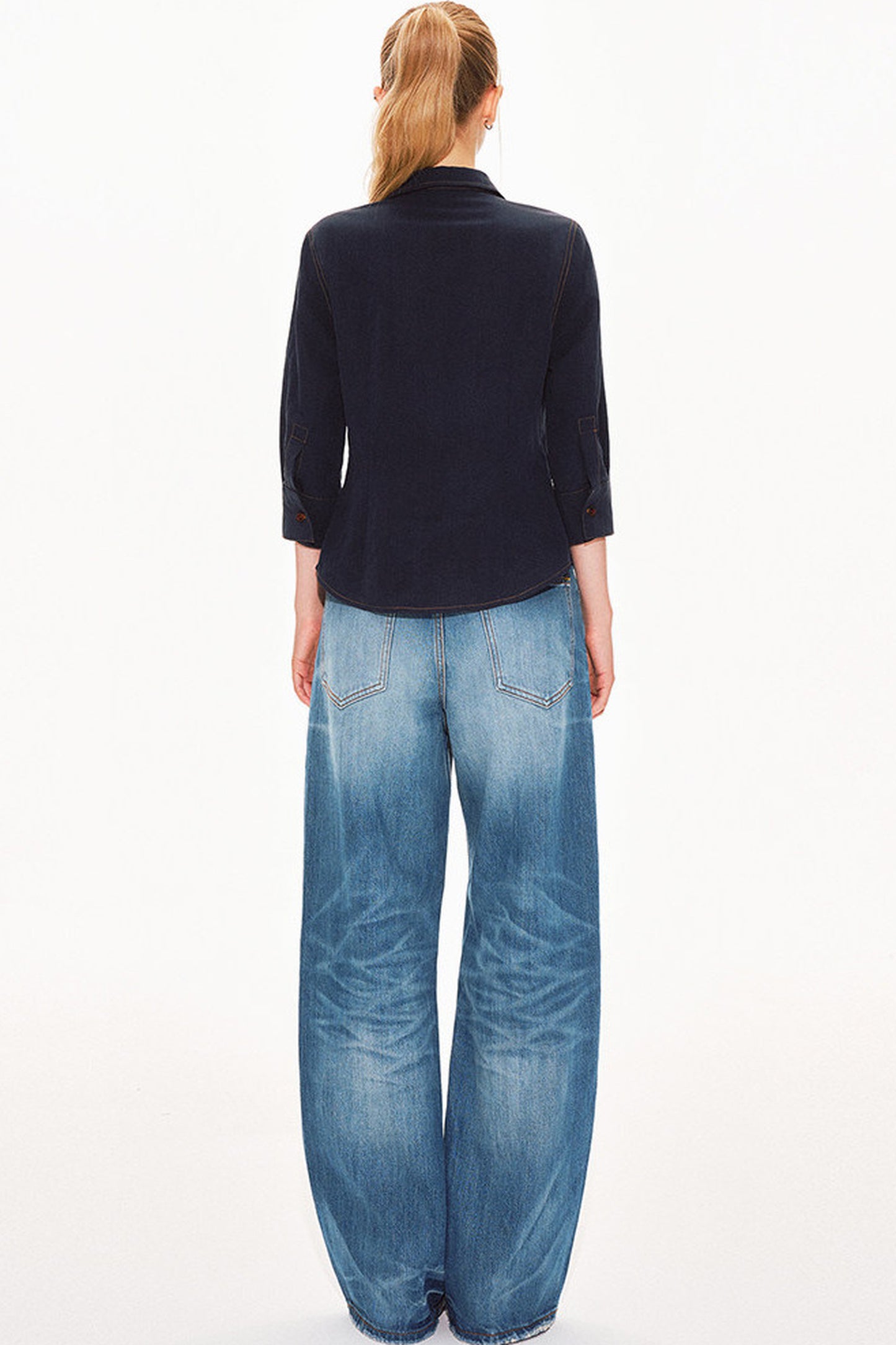 Classic Blue Straight-Leg Denim Pants
