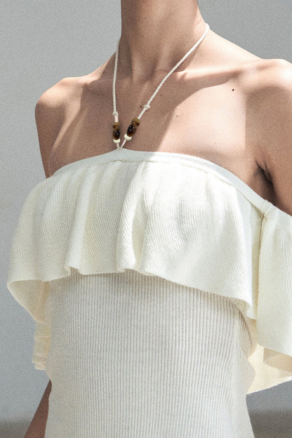 Ruffled Knit Halter Top