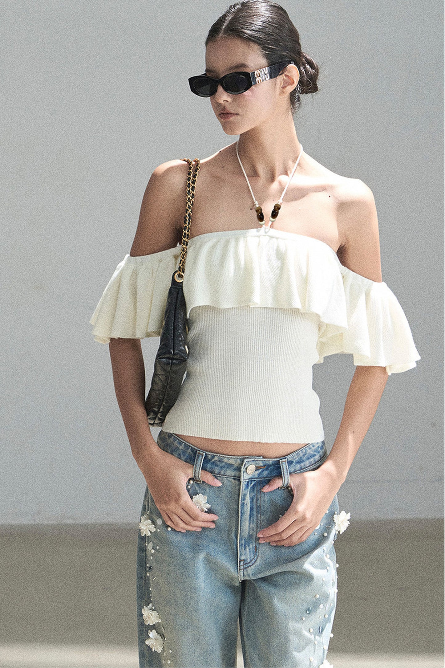 Ruffled Knit Halter Top