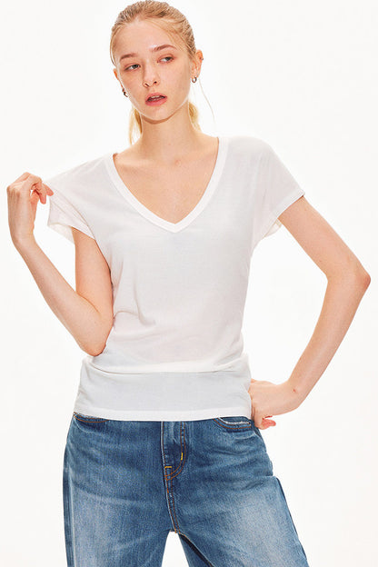 Tencel Wool V-Neck Top