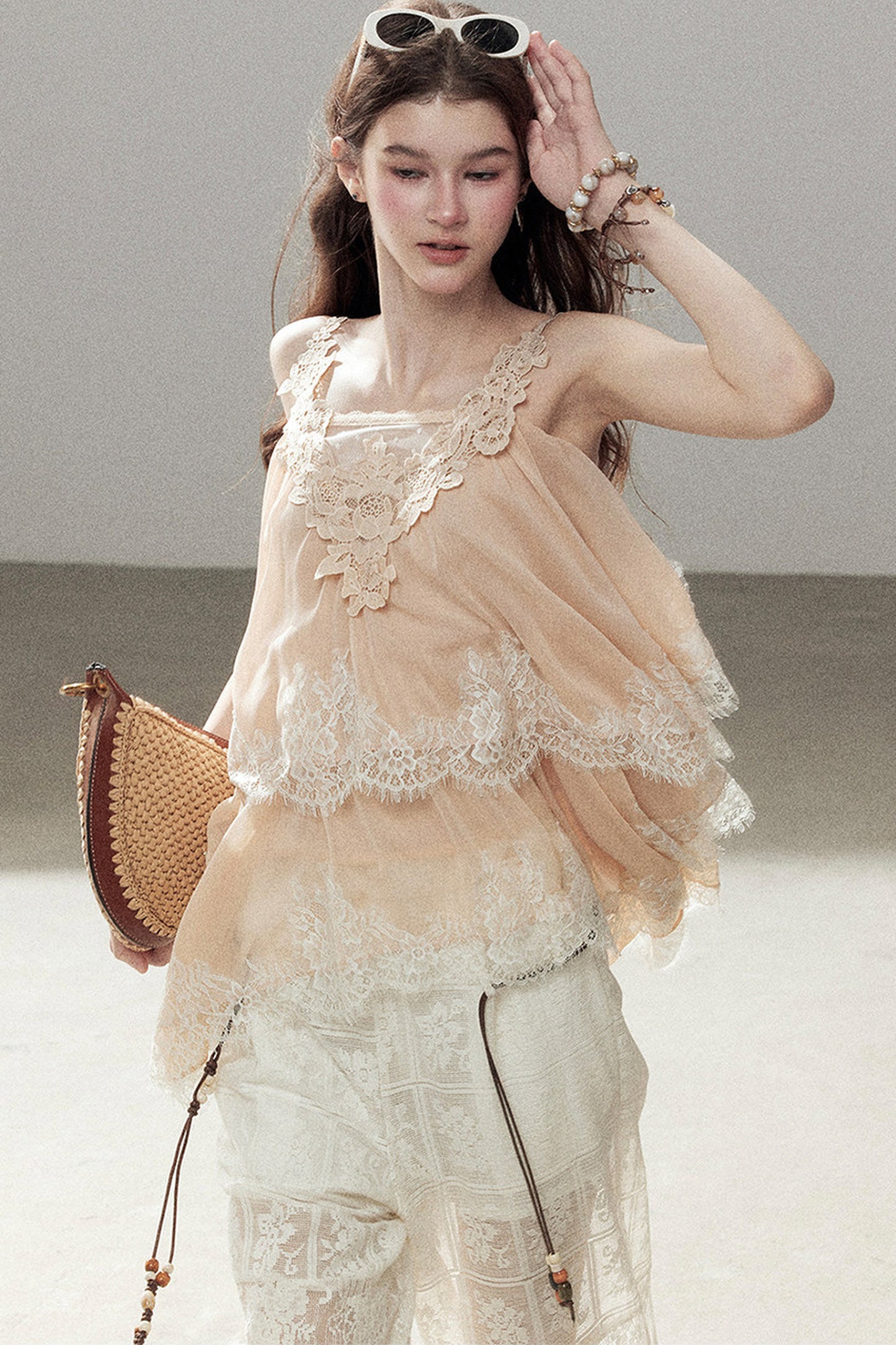 Irregular Lace Chiffon Camisole