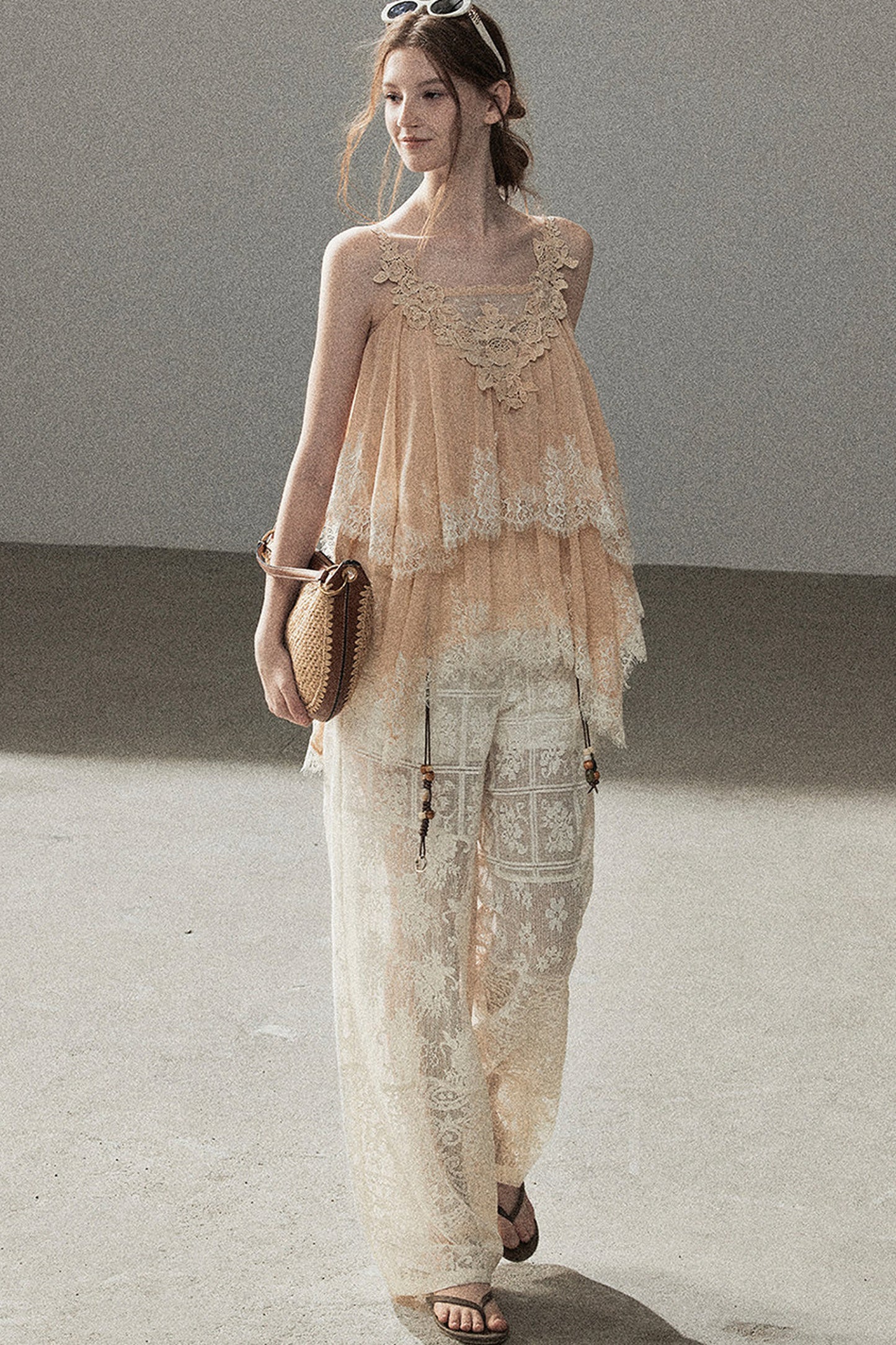 Irregular Lace Chiffon Camisole
