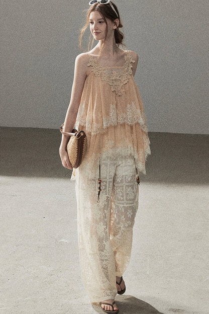 Irregular Lace Chiffon Camisole