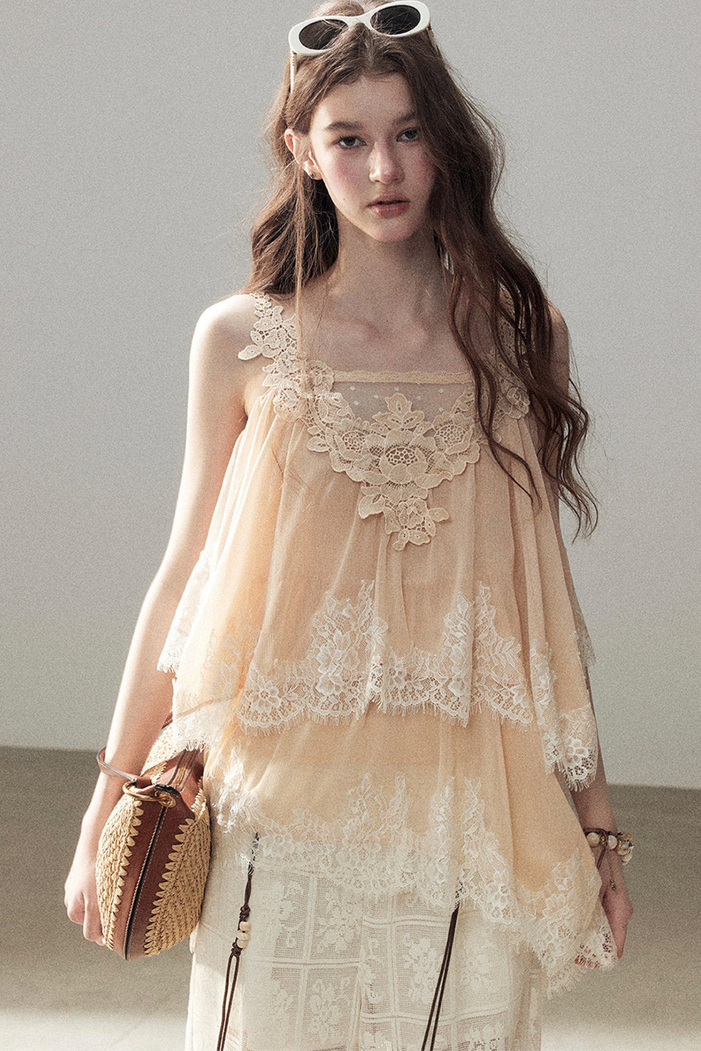 Irregular Lace Chiffon Camisole
