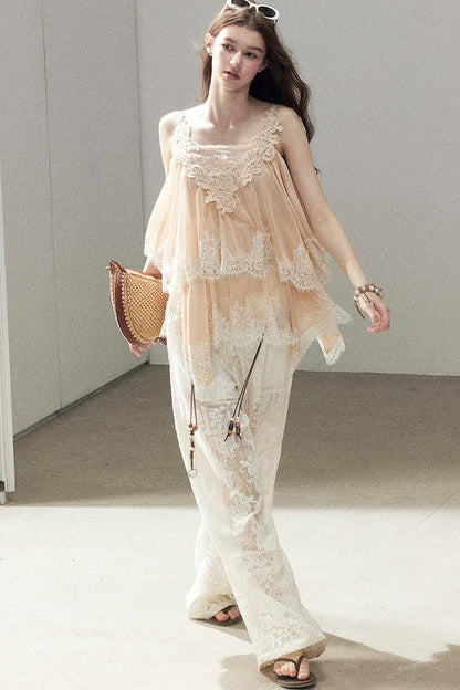 Irregular Lace Chiffon Camisole