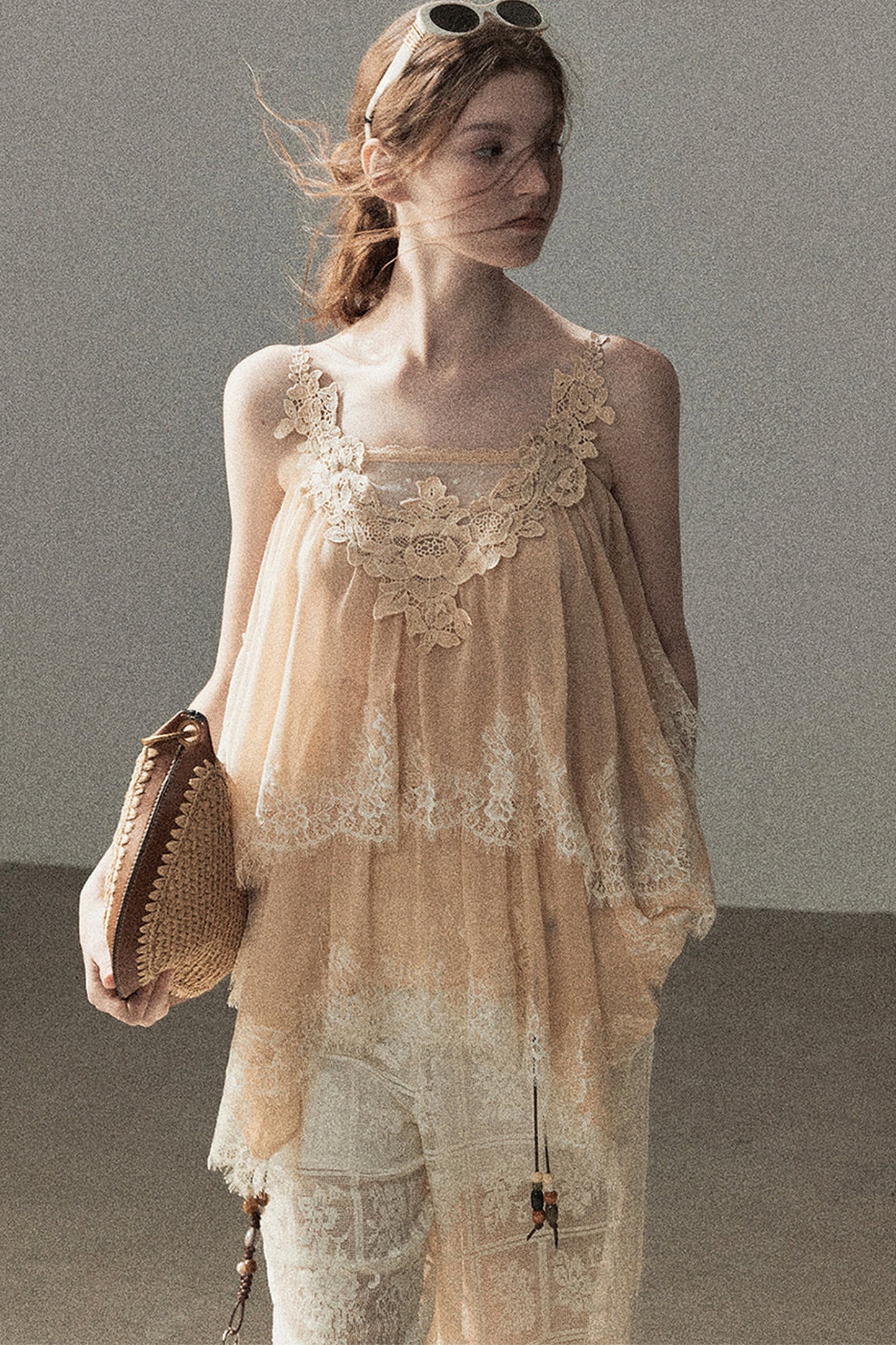 Irregular Lace Chiffon Camisole
