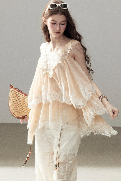Irregular Lace Chiffon Camisole