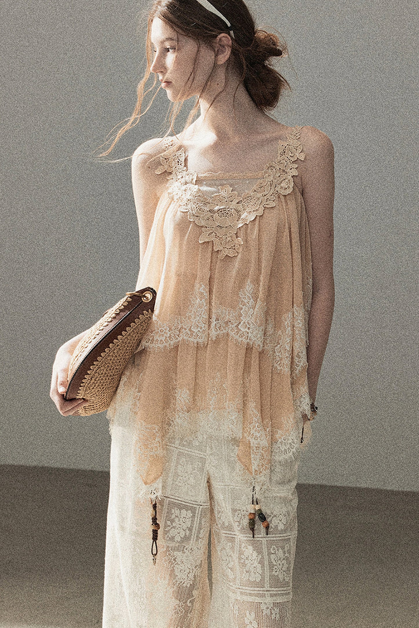 Irregular Lace Chiffon Camisole