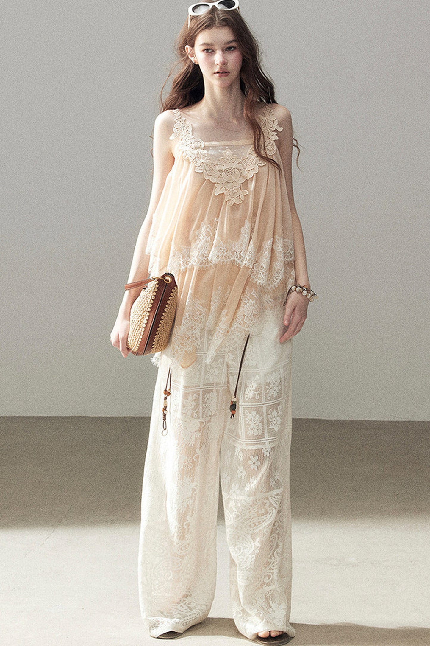 Irregular Lace Chiffon Camisole