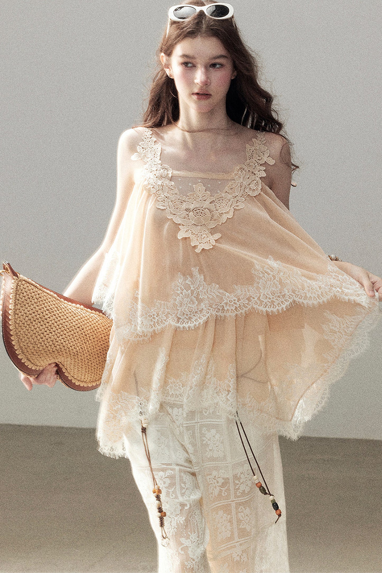 Irregular Lace Chiffon Camisole