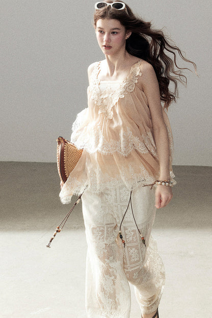 Irregular Lace Chiffon Camisole
