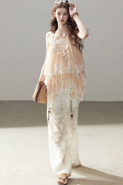 Irregular Lace Chiffon Camisole