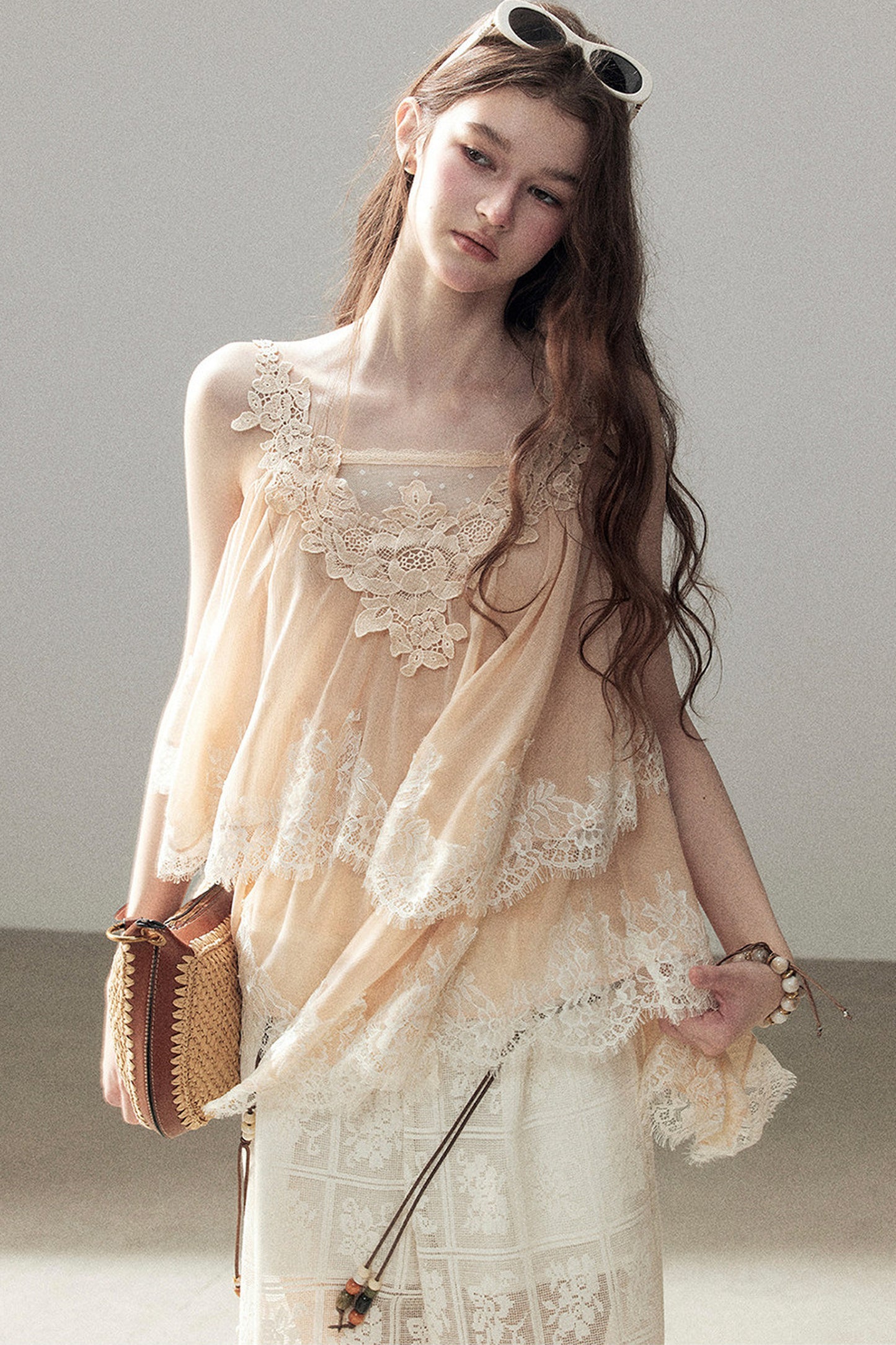 Irregular Lace Chiffon Camisole
