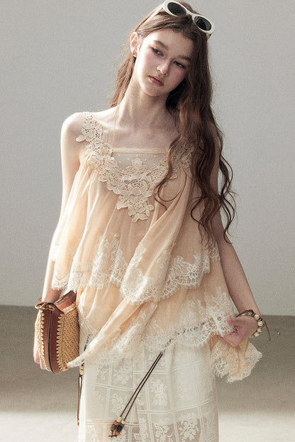 Irregular Lace Chiffon Camisole