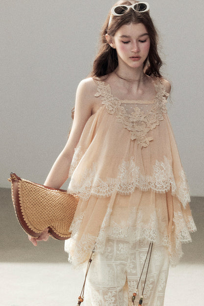 Irregular Lace Chiffon Camisole