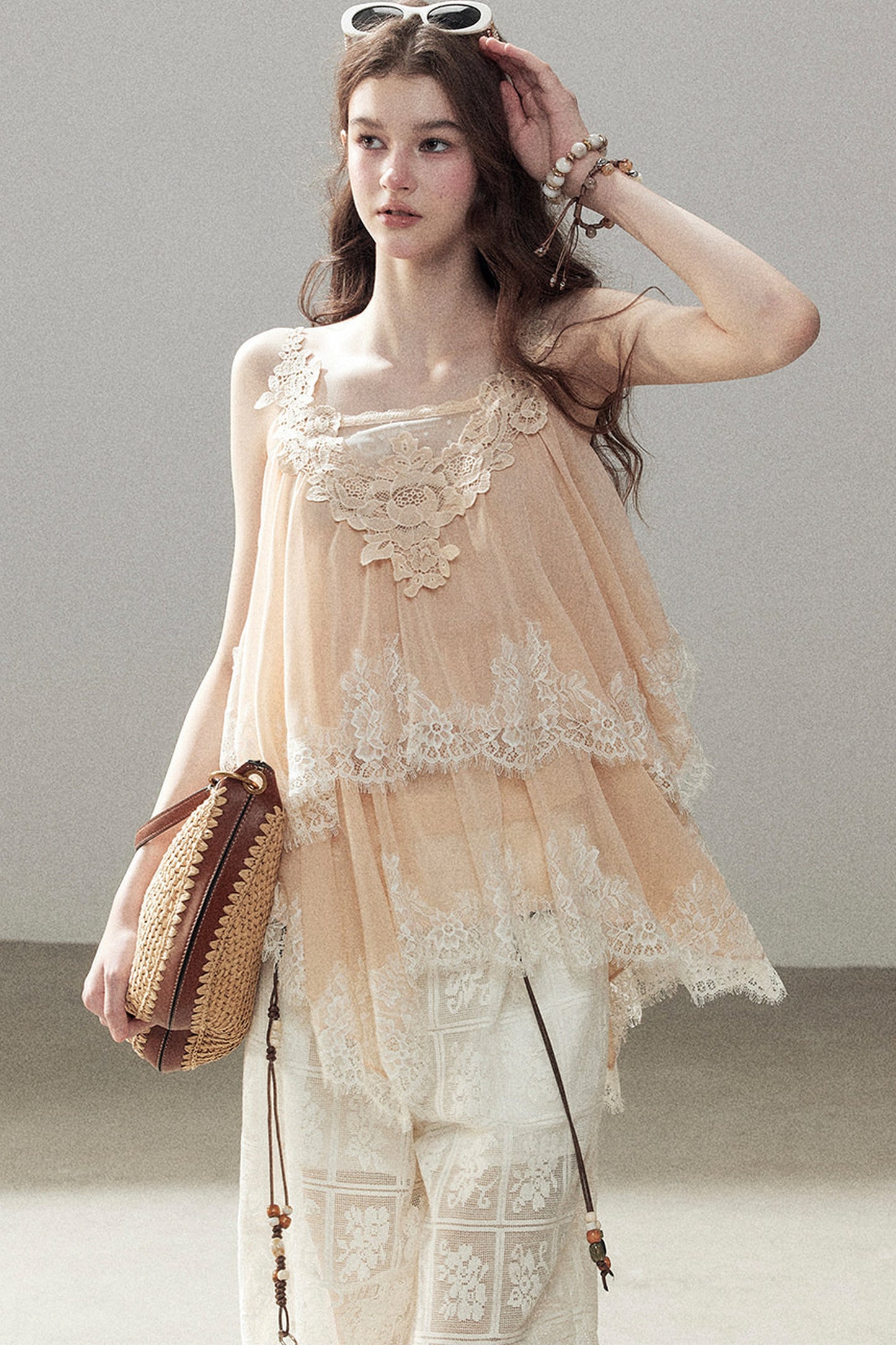 Irregular Lace Chiffon Camisole