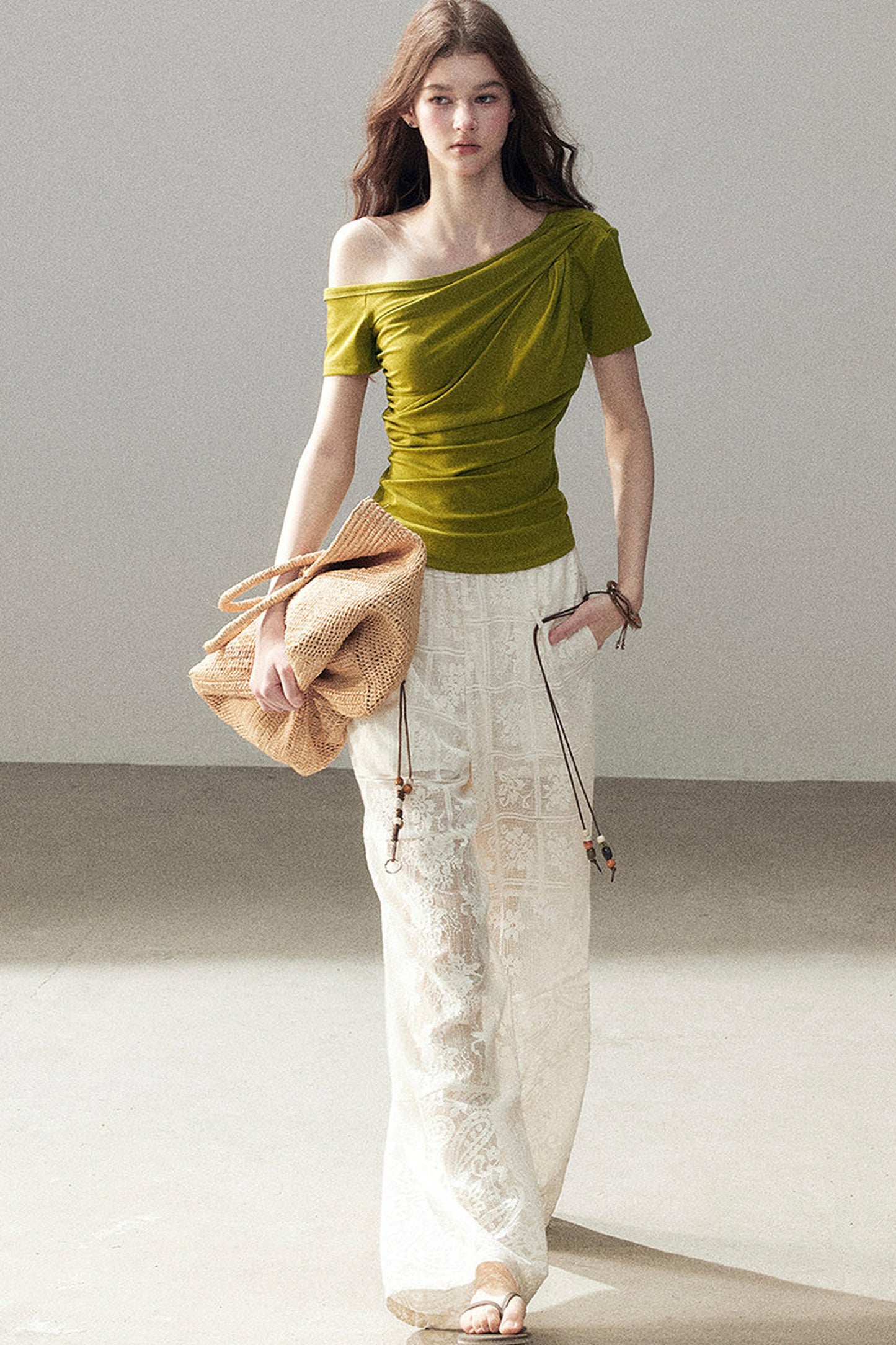 Translucent Lace Wide-Leg Pants