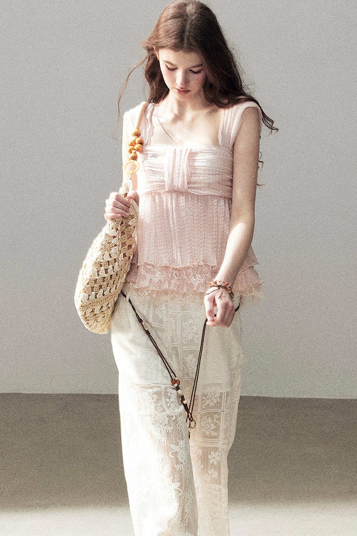 Soft Pleats Lace Top