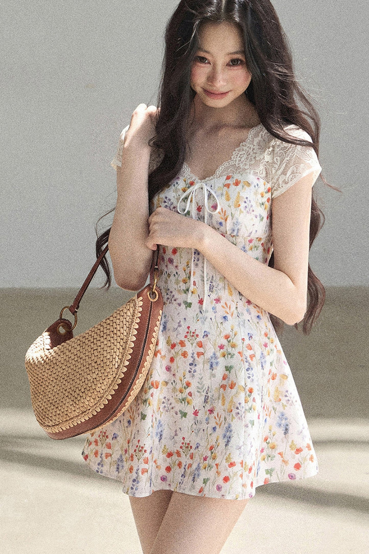 French Lace Short Floral Dress
