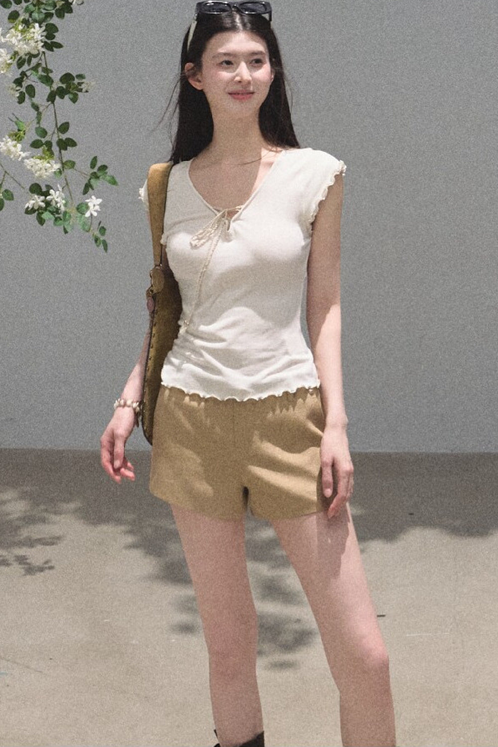 Slim-Fit High-Waisted Suit Shorts
