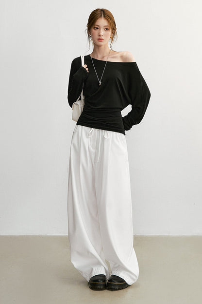 White High-Waisted Wide-Leg Pants