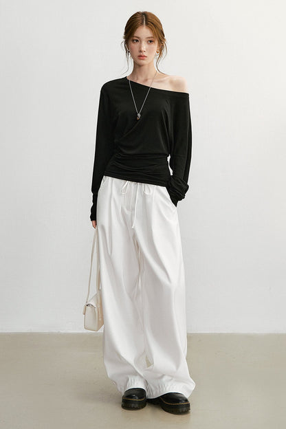 White High-Waisted Wide-Leg Pants