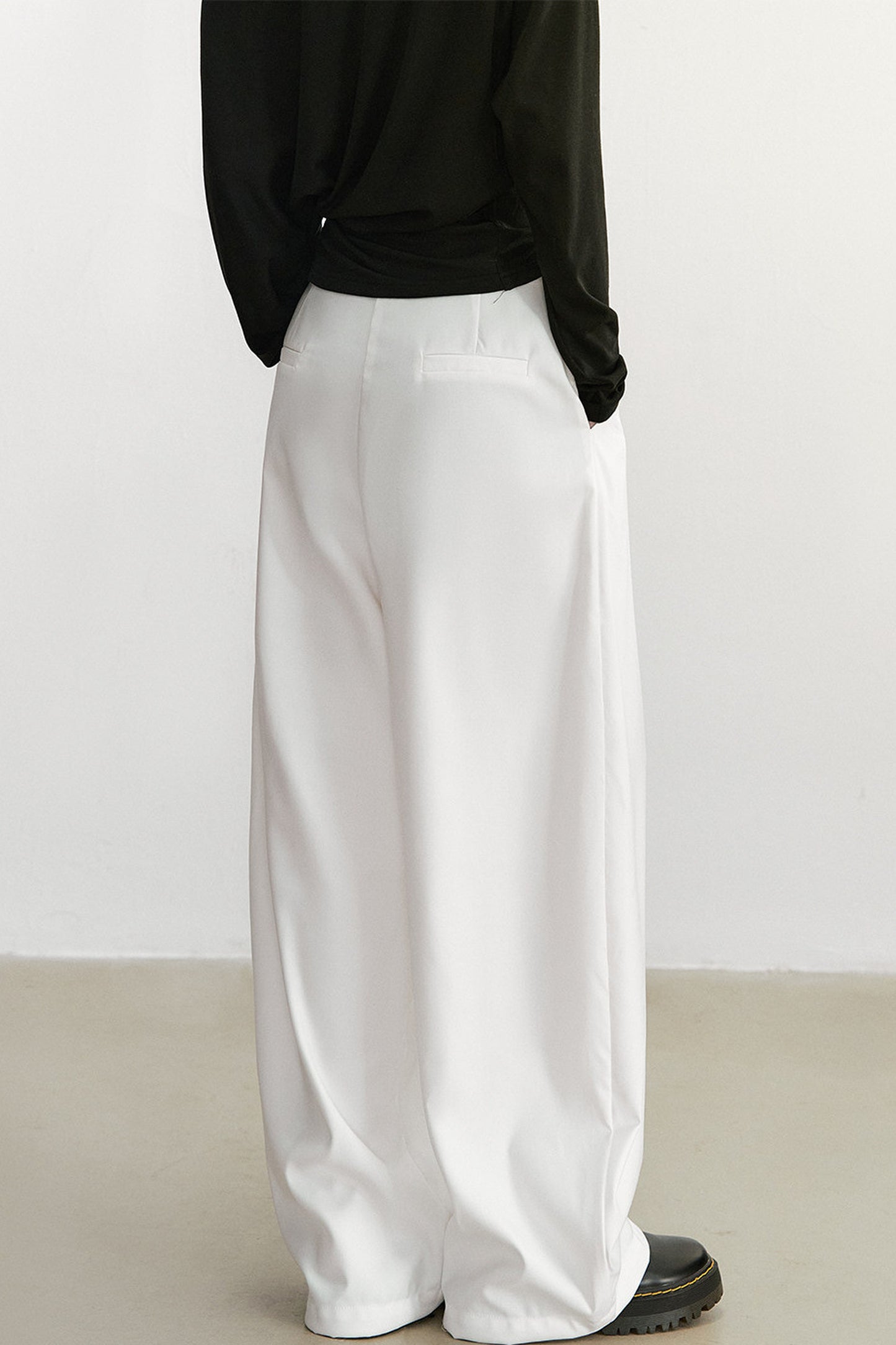 White High-Waisted Wide-Leg Pants