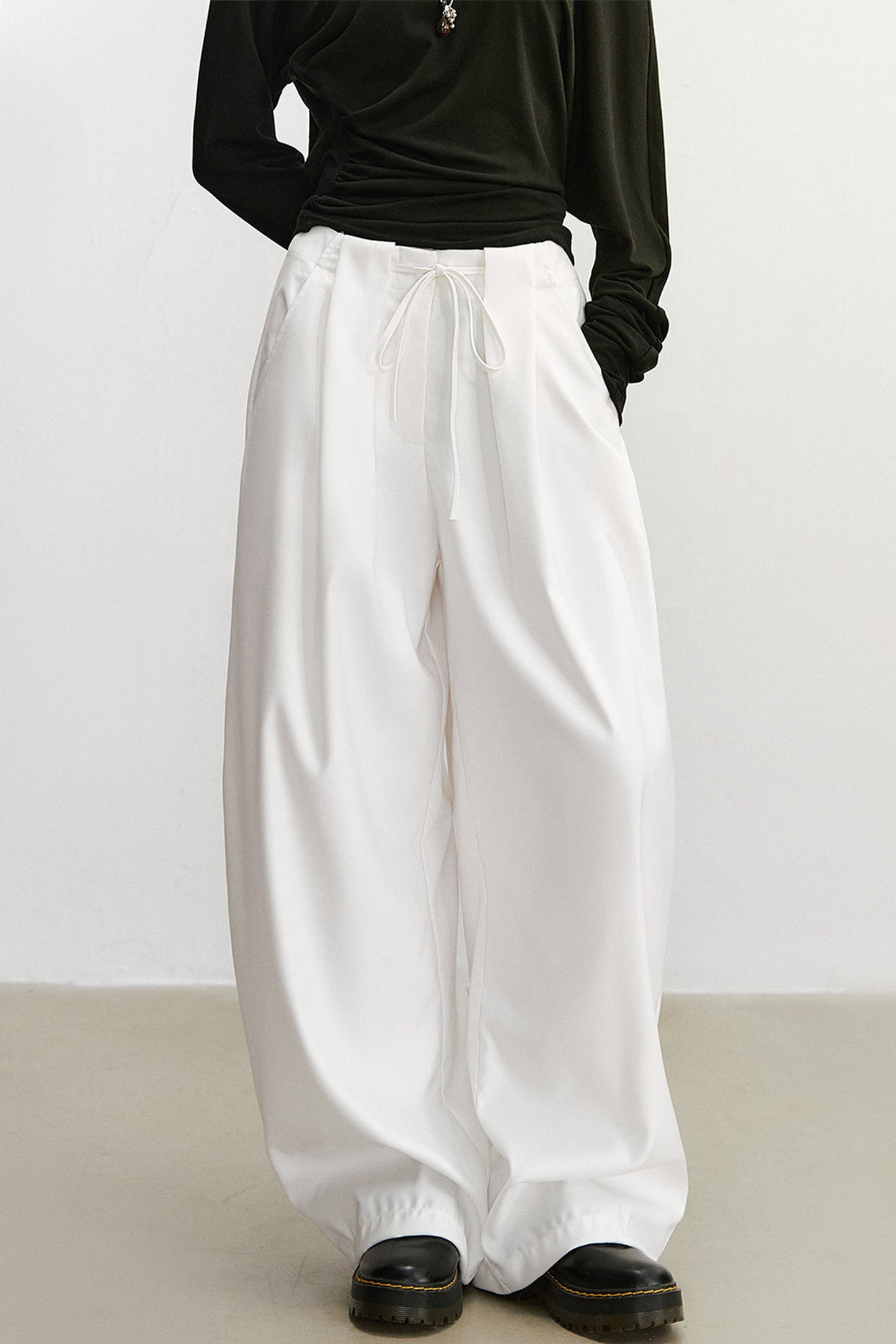 White High-Waisted Wide-Leg Pants