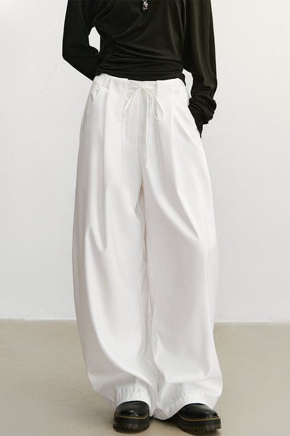 White High-Waisted Wide-Leg Pants
