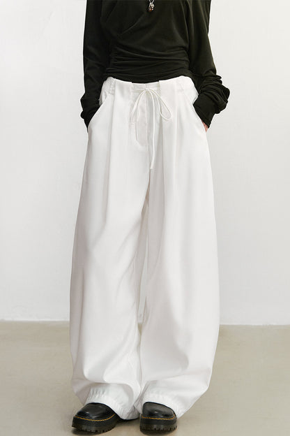 White High-Waisted Wide-Leg Pants